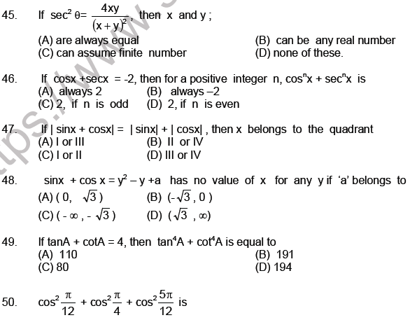 jee-mathematics-trigonometric-functions-mcqs-set-a-multiple-choice